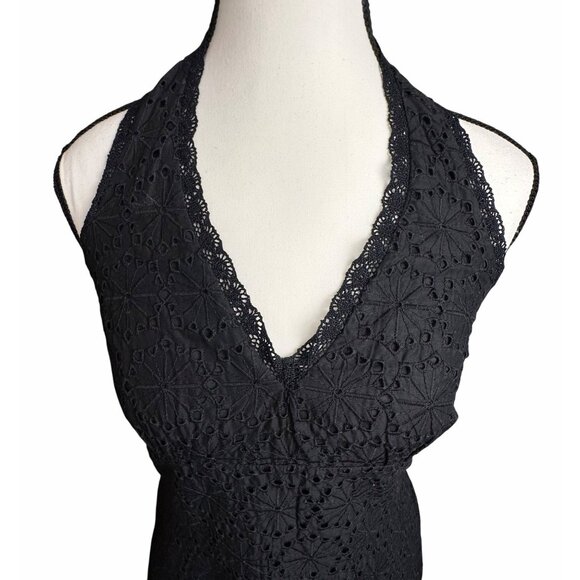 Banana Republic Womens Sz 4 Babydoll Midi Dress Black Lace Halter Fairy Grudge - Picture 3 of 16